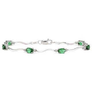 Lab Created Emerald & Diamond Accent Bracelet, Womens