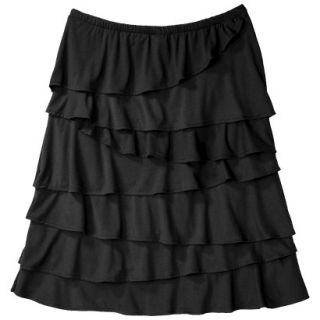 Merona Womens Knit Ruffle Skirt   Black   M