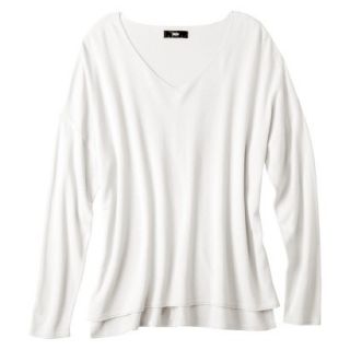 Mossimo Womens Plus Size V Neck Pullover Sweater   White 3