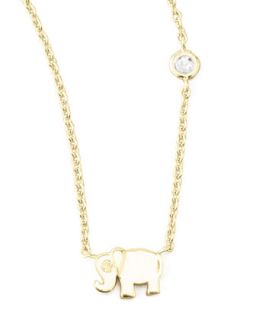 Elephant Pendant Necklace with Diamond, Golden   SHY by Sydney Evan