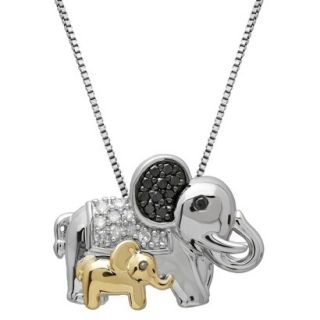 0.150 CT.T.W. Diamond Accent Elephants Sterling Silver Pendant Necklace