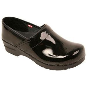 Sanita Clogs Mens Professional Patent Black Shoes, Size 47 M   457406M 02
