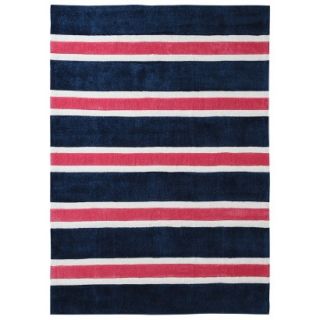 Rugby Stripe Area Rug   Pink/Navy (5x7)