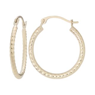 10K Gold Rope Hoop Earrings, Womens