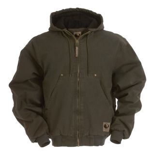 Berne Original Washed Hooded Jacket   Quilt Lined, Olive, 2XL Tall, Model HJ375