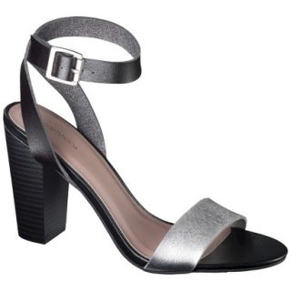 Womens Xhilaration Simone Block Heel Sandal   Black/Silver 6.5