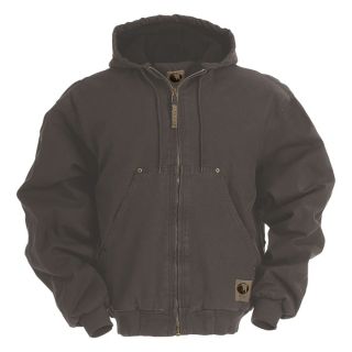 Berne Original Washed Hooded Jacket   Quilt Lined, Gray, Large, Model HJ375