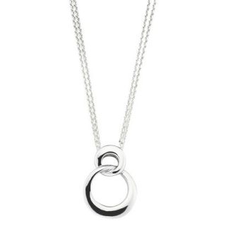 She Sterling Silver Two Linked Circles Pendant Necklace Silver