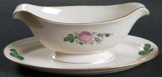 Pickard Maria Gravy Boat with Attached Underplate, Fine China Dinnerware   Roses