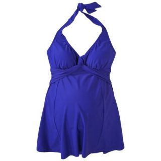Womens Maternity Twist Front One Piece Swim Dress   Cobalt Blue L