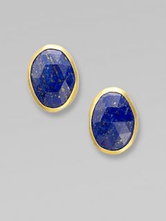 GURHAN Lapis Button Earrings   Blue Gold