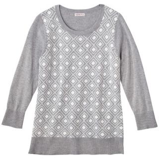Merona Womens 3/4 Sleeve Pullover Sweater   Heather Gray   XL