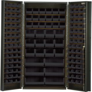 Quantum Storage Cabinet With 132 Bins   36 Inch x 24 Inch x 72 Inch Size, Black
