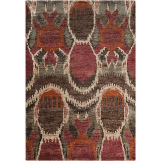 Hand woven Abstract Turbo Red Abstract Hemp Rug (2 X 3)