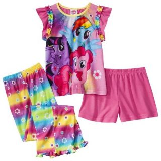 My Little Pony Girls 3 Piece Short Sleeve Pajama Set   Pink 4