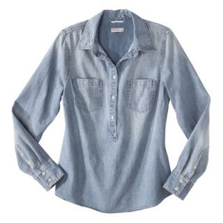 Merona Wovens Favorite Popover Shirt   Denim   Medium Wash   XS