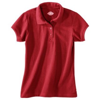 Dickies Girls Short Sleeve Pique Polo   Red 10/12
