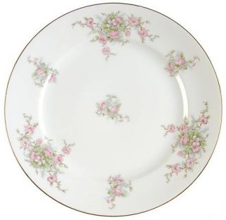 Bavaria Bav4 Salad Plate, Fine China Dinnerware   Pink & White Flowers,Green Lea