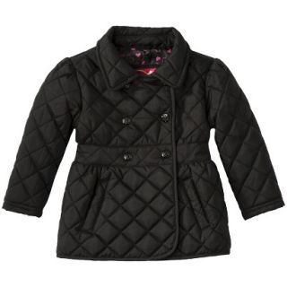 Dollhouse Infant Toddler Girls Quilted Trench Coat   Black 12 M