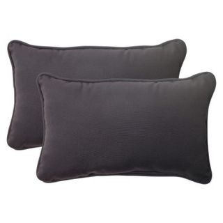 Outdoor 2 Piece Rectangular Toss Pillow Set   Black Fresco Solid