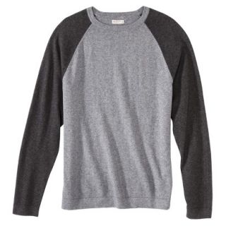 Merona Mens Cotton Cashmere Pullover Sweater   Heather Gray Colorblock S