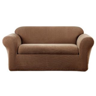 Sure Fit Stretch Metro 2pc Loveseat Slipcover   Brown