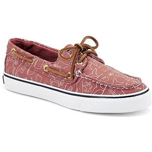 Sperry Top Sider Womens Bahama 2 Eye Washed Red Whale Critter Shoes, Size 6.5 M   9266198