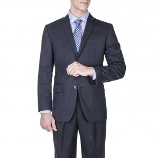 Mens Modern Fit Black Tonal Stripe Wool 2 button Suit