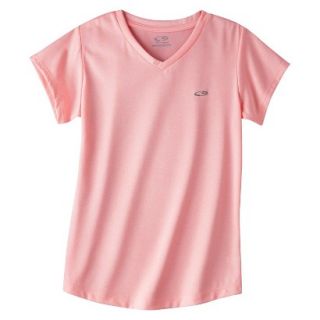 C9 by Champion Girls Duo Dry Endurance V Neck Short Sleeve Tech Tee   Pink L