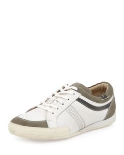 Derek Two Tone Leather Sneaker, White/Gray