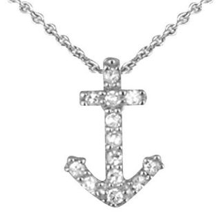 Sterling Silver Cubic Zirconia Mini Anchor Necklace