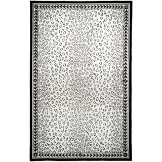 Hand hooked Chelsea Leopard White Wool Rug (39 X 59)