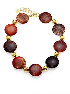 Nest Agate Disc Necklace   Brown