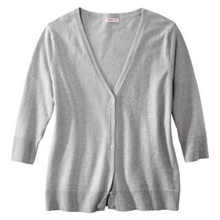 Merona Womens Plus Size 3/4 Sleeve V Neck Cardigan Sweater   Gray 3