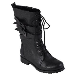 Womens Journee Collection Wrap Buckle Detail Combat Boots   Black 9