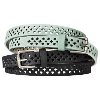 Mossimo Supply Co. Two Pack Perforated Skinny Belt   Black/Mint M