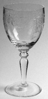 Bohemia Crystal Thistle Water Goblet   Etched Leaves Design, Wafer Stem