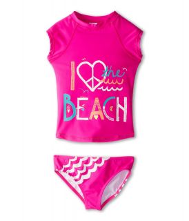 Billabong Kids Wavy Rashguard Set Girls Swimwear Sets (Pink)