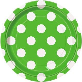 Green and White Dots Dessert Plates (8)