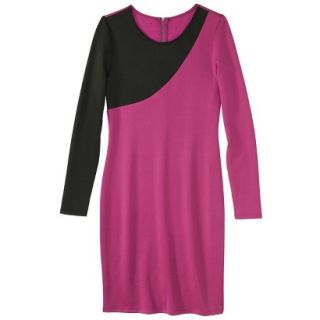 Mossimo Womens Asymmetrical Colorblock Scuba Dress   Sangria/Black XS