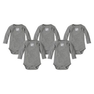 Burts Bees Baby Newborn Neutral 5 Pack Long sleeve Bodysuit   Grey 3 6 M