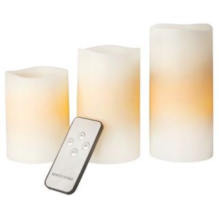 Threshold 3 Pack LED Pillars With Remote   Bisque