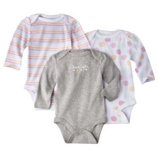 Circo Newborn Girls 3 Pack Long sleeve Bodysuit   Grey/Pink 6 9 M