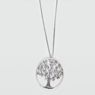 Rhinestone Tree Necklace Silver One Size For Women 184122140