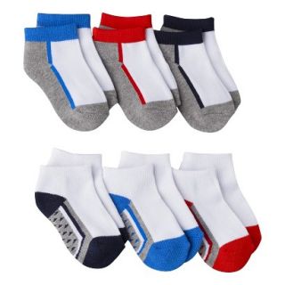 Circo Infant Toddler Boys 6 Pack Assorted Ankle Socks   Red 2T/3T