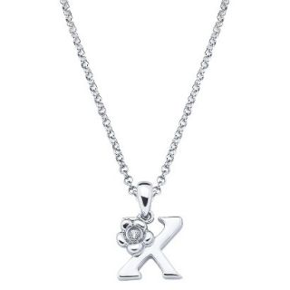 Little Diva Sterling Silver Diamond Accent Initial X Pendant Necklace   Silver