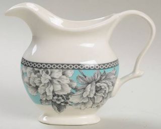 222 Fifth (PTS) Adelaide Turquoise Creamer, Fine China Dinnerware   Blue Floral