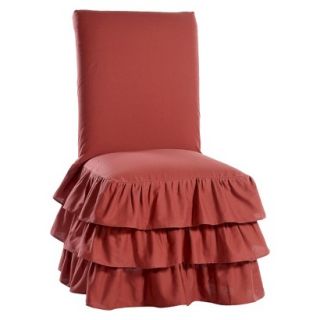 Ruffle 3 Tiered Dining Room Chair Slipcover   Red