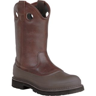 Georgia 11 Inch Muddog Pull On Steel Toe Comfort Core Work Boot   Brown, Size 7