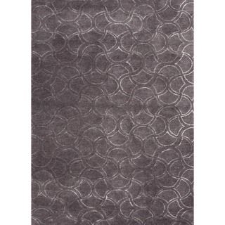 Transitional Gray/ Black Wool/ Silk Tufted Rug (96 X 136)